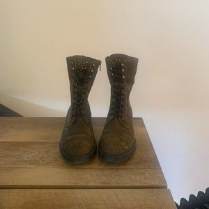 Barneys New York Military Combat Boots Suede - Size 8